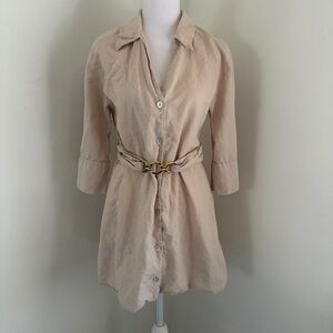 Zara beige linen mini dress with belt